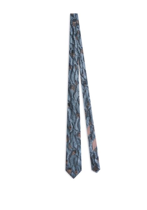 Blue graphic-print silk tie Dries van noten - men DRIES VAN NOTEN | 2510216021902504